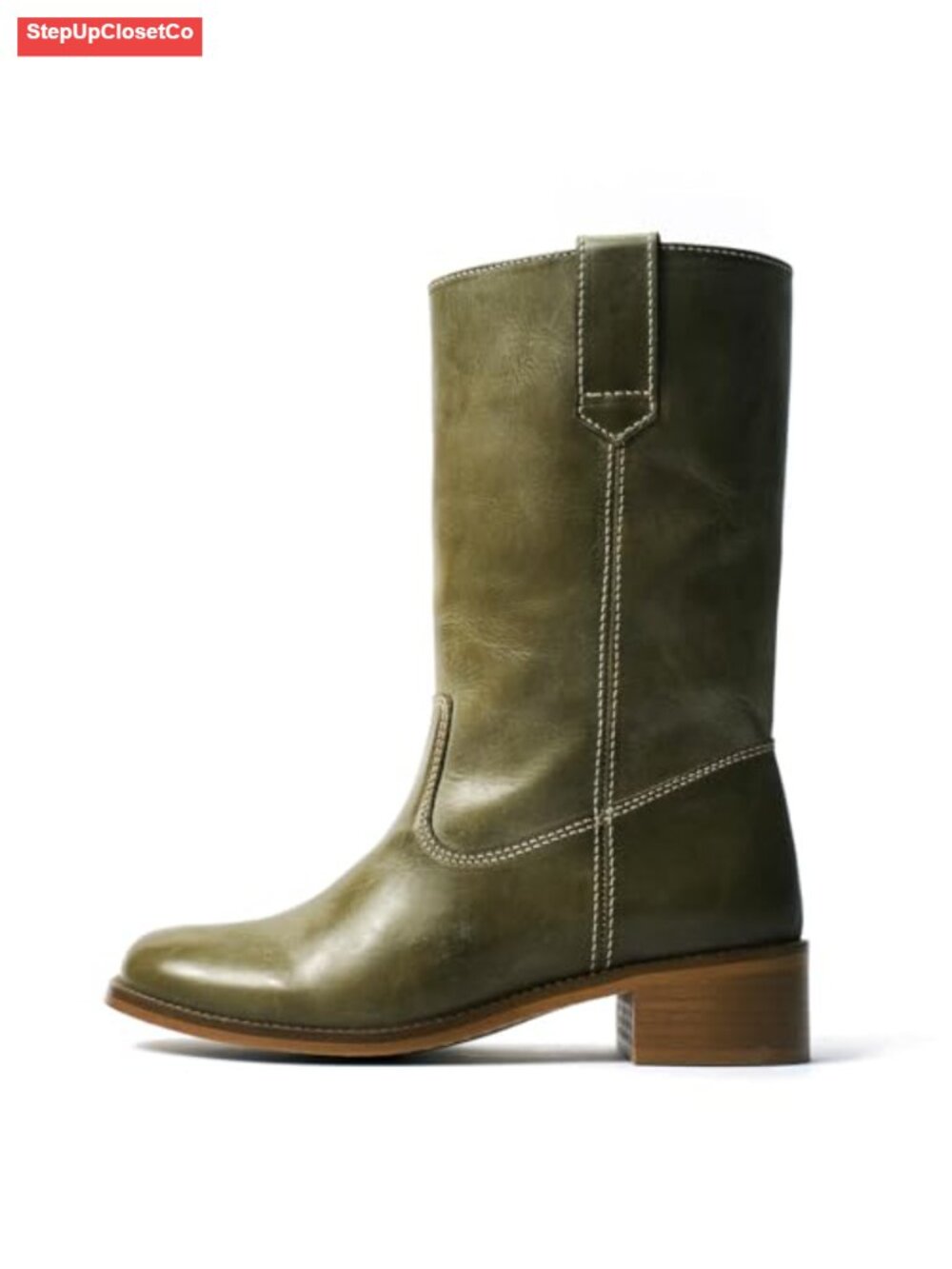 Mid Calf Boots Lace Up Bow Low Heel Campus Fall Booties Pull On Water Resistant